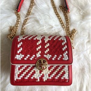 *NWOT* TORY BURCH Fleming Convertible Leather Shoulder Bag | Color: Red/White